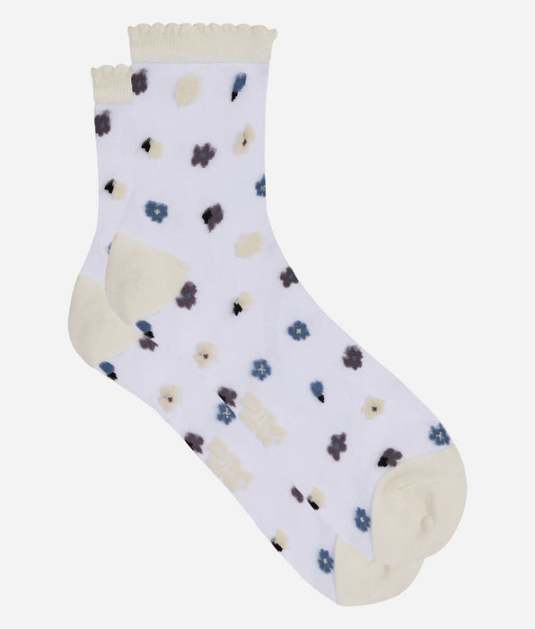 DIM Transparente Damensocken mit blauem Print von Socks Petal