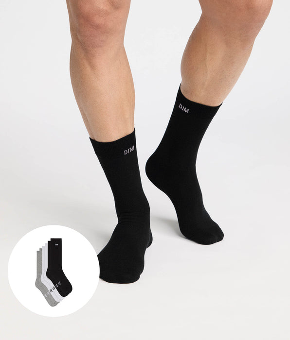 DIM ⁣⁢Pakke med 3 Original bomulds sportssokker til mænd i sort, hvid, grå⁤⁣