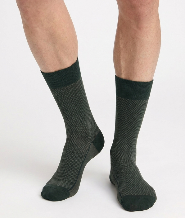 DIM Chaussettes homme coton vert écossais La Mode