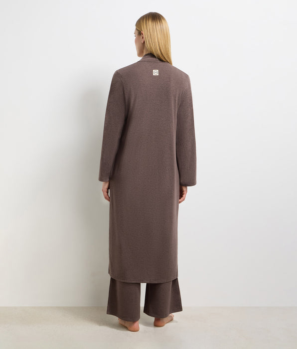 DIM Langer Cardigan aus feinem dunkelbraunem Jersey von DIM x Ines de la Fressange