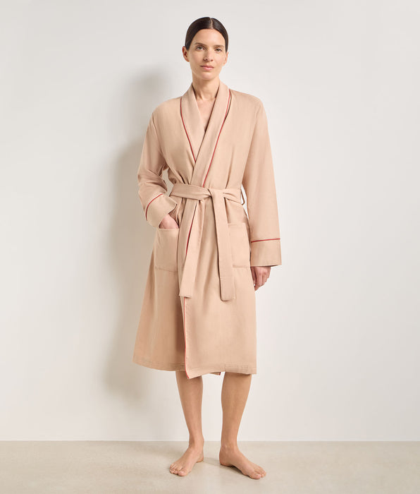 DIM Beiger Seidenflanell-Bademantel DIM x Ines de la Fressange
