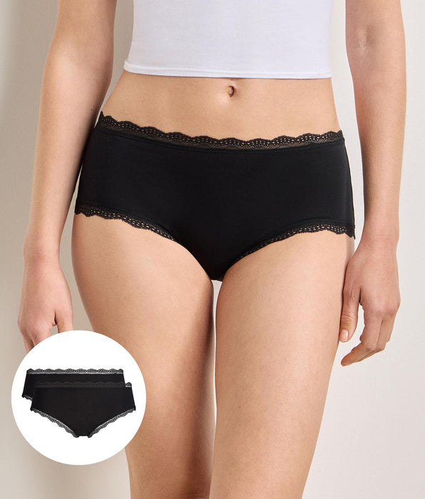 DIM Pack of 2 black Daily Coton Dentelle shorties