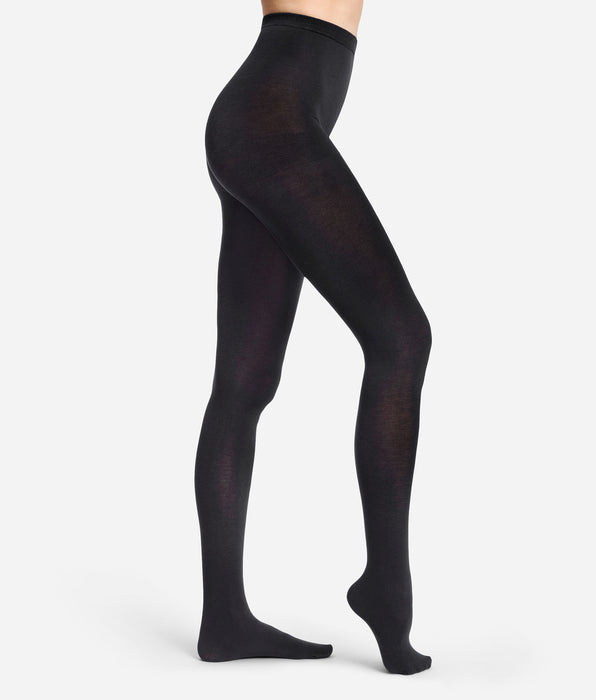 DIM Warm wool-effect black tights 115D Thermo