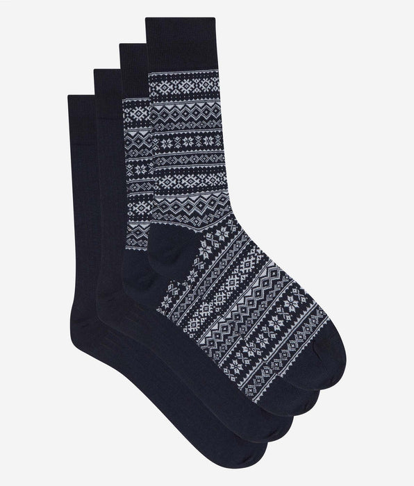 DIM Pack of 2 men's Nordic navy bleu and navy blue Coton Fancy socks