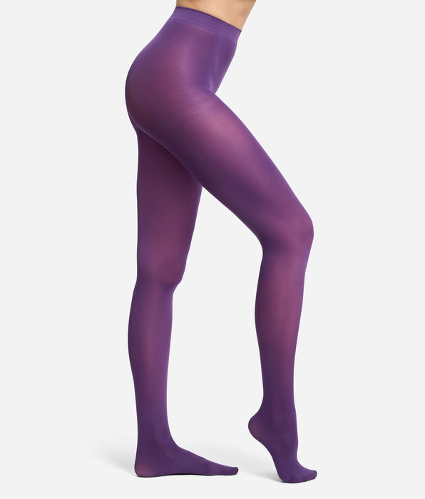 DIM Medias con cinturilla confort violeta noche 50D opacas aterciopeladas