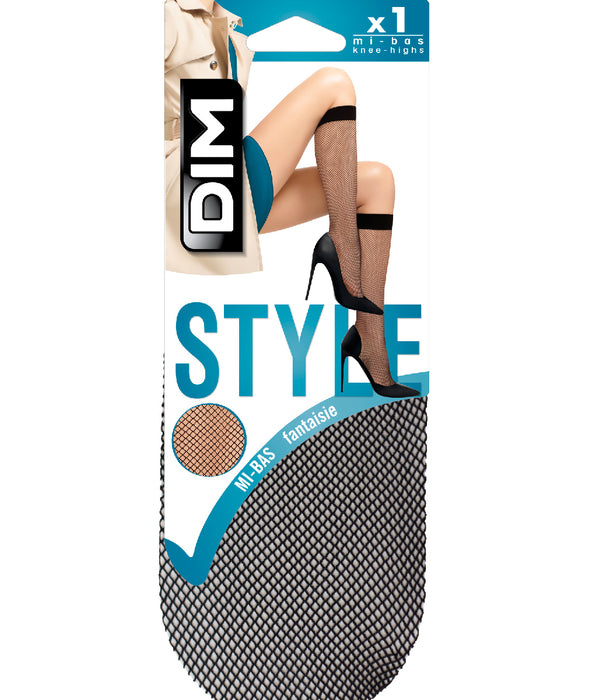 DIM Black Madame So DIM 84 fishnet knee highs