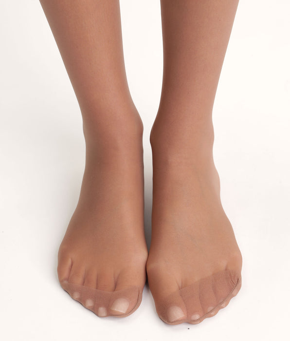 DIM Pack of 2 Sublim Voile Brillant 15 sheer knee highs with a satin sheen in gazelle