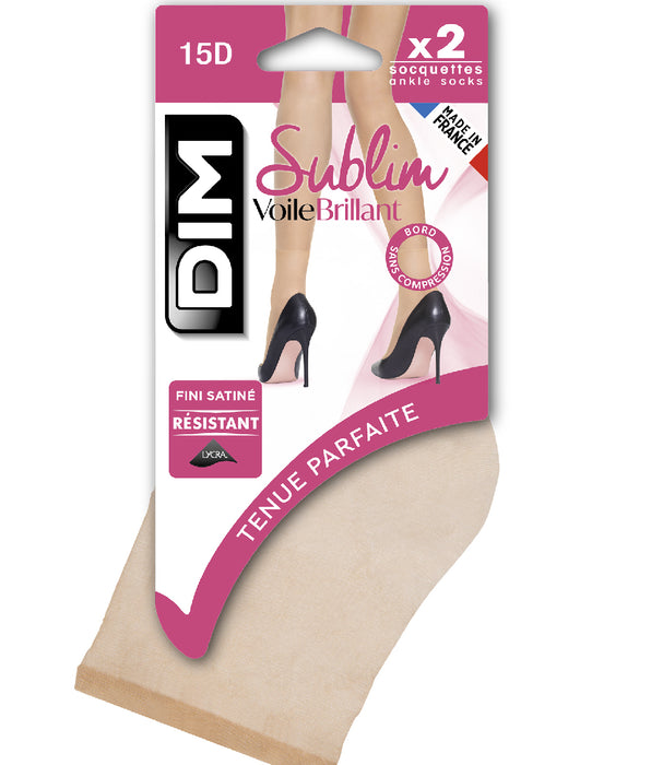 DIM Pack of 2 Sublim 14 shimmer ankle highs in capri