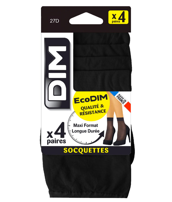 DIM Pack of 4 EcoDIM semi-opaque black socks 30D