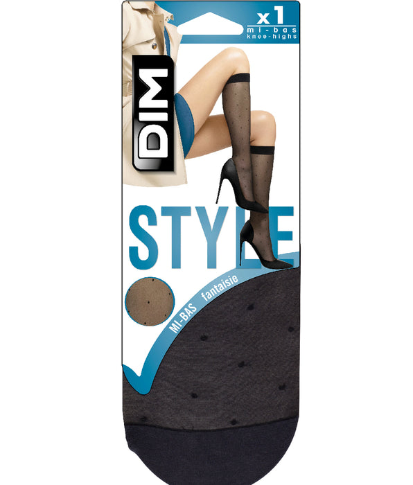 DIM Madame So DIM 15 dotted swiss patterned knee highs in black