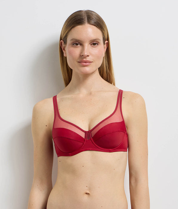 DIM Sujetador de copa completa con aros color madera roja Generous Classic