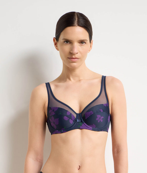 DIM Purple floral underwired full-cup bra Generous Classic