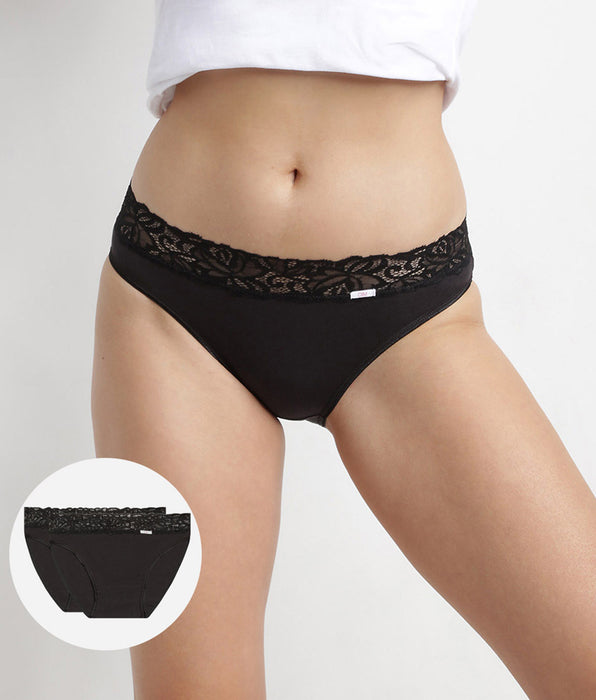 DIM Pack of 2 pairs of Coton Plus Féminine midi knickers in black
