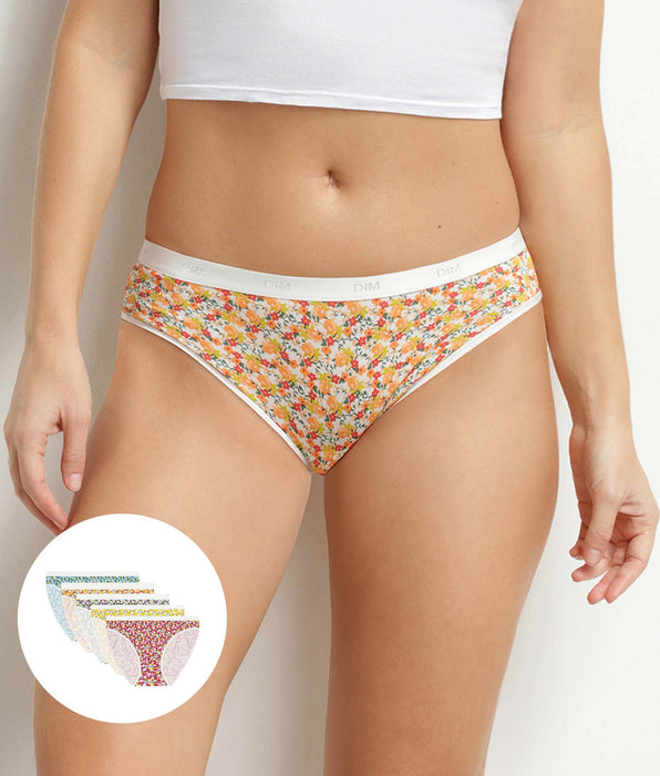 DIM Pack of 5 women's stretch cotton briefs with Liberty print Les Pockets