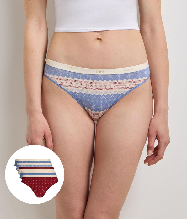 DIM Pack de 5 braguitas neige brune Les Pockets Coton