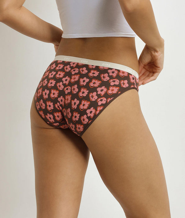 DIM Pack of 3 women's briefs with pink and brown bohemian motifs Les Pockets