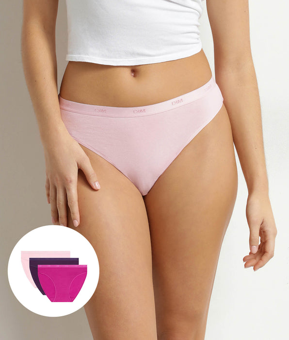 DIM Lot de 3 slips femme coton stretch à message Les Pockets