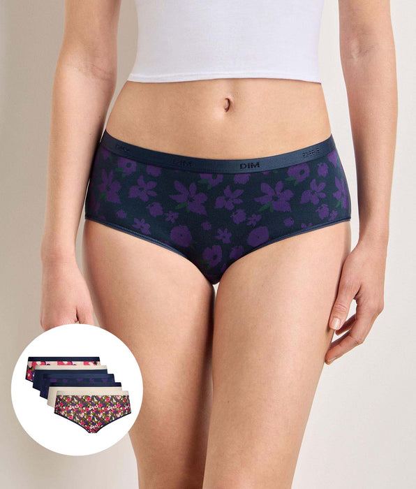 DIM Pack of 5 floral burst shorties Les Pockets Coton