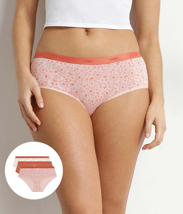 DIM Lot de 3 boxers femme coton stretch motif soleil Les Pockets