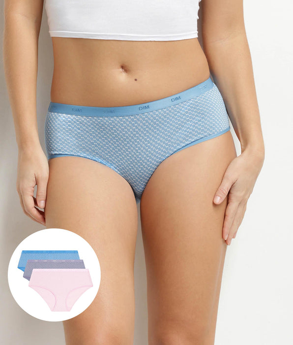DIM Lot de 3 boxers femme coton stretch logo Dim Les Pockets