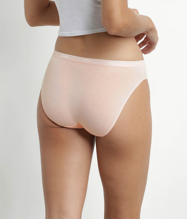 DIM 3er-Pack Damen-Slips aus Stretch-Baumwolle in Gelb/Nude/Braun – Pockets Ecodim