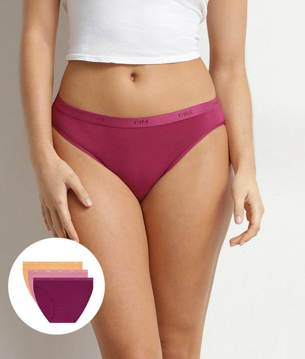 DIM 3er-Pack Damen-Slips aus Stretch-Baumwolle Rose Orange Les Pockets Ecodim