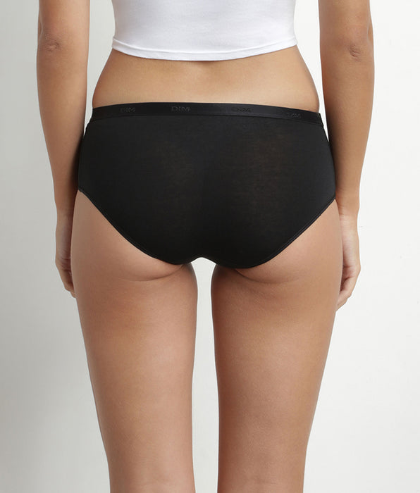 DIM Lot de 5 shorties femme en coton Noir Nude Blanc Les Pockets Ecodim