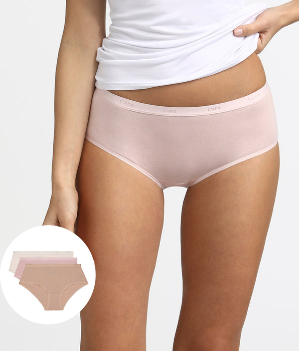 DIM 3er-Pack Hipster rosa/hautfarben/perlmutt aus Stretch-Baumwolle – Pockets EcoDIM
