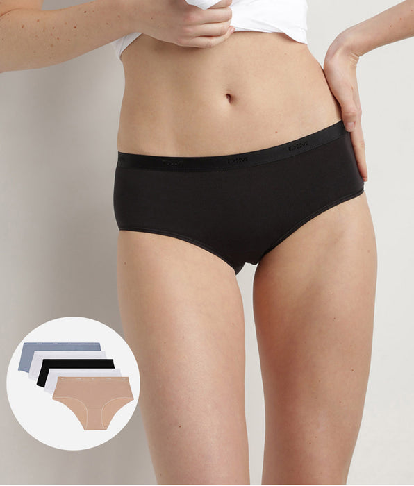 DIM Lot de 5 boxers pour femme en coton stretch Les Pockets Ecodim