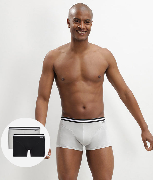 DIM Pack of 2 pairs of EcoDIM stretch cotton trunks in black and grey