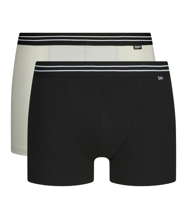 DIM Pack of 2 men's stretch cotton boxer shorts in Black Grey EcoDim