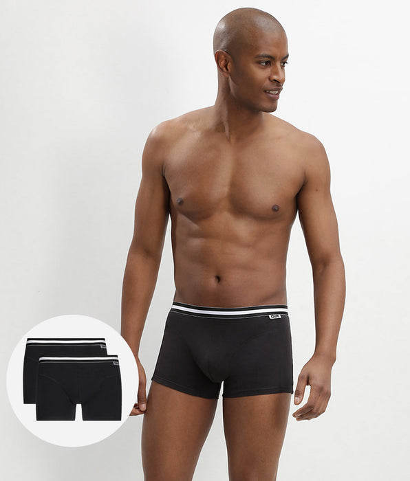 DIM Pack of 2 men's stretch cotton boxer shorts in black EcoDim