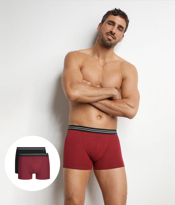 DIM Pack of 2 men's stretch cotton boxer shorts in red EcoDim