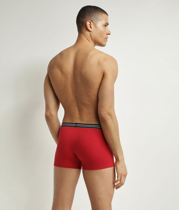 DIM Lot de 2 boxers homme en coton stretch Rouge Carmin Noir EcoDim