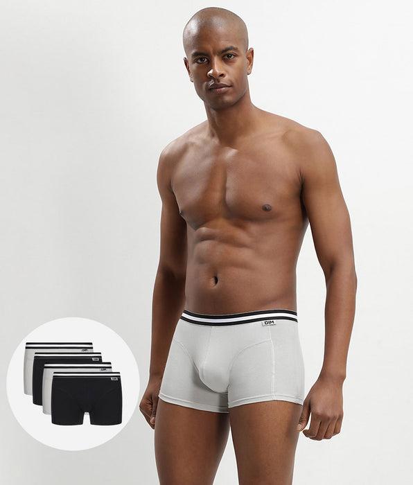 DIM 4er-Pack Boxershorts aus Stretch-Baumwolle grau/schwarz - EcoDIM