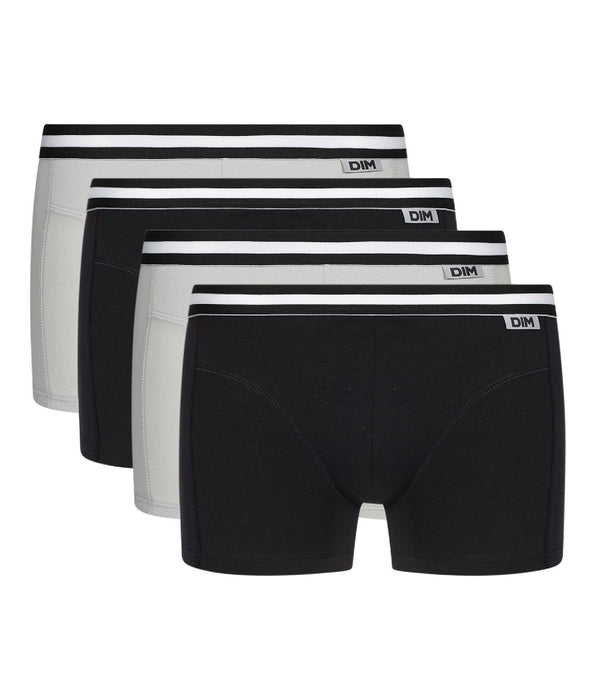 DIM 4er-Pack Boxershorts aus Stretch-Baumwolle grau/schwarz - EcoDIM