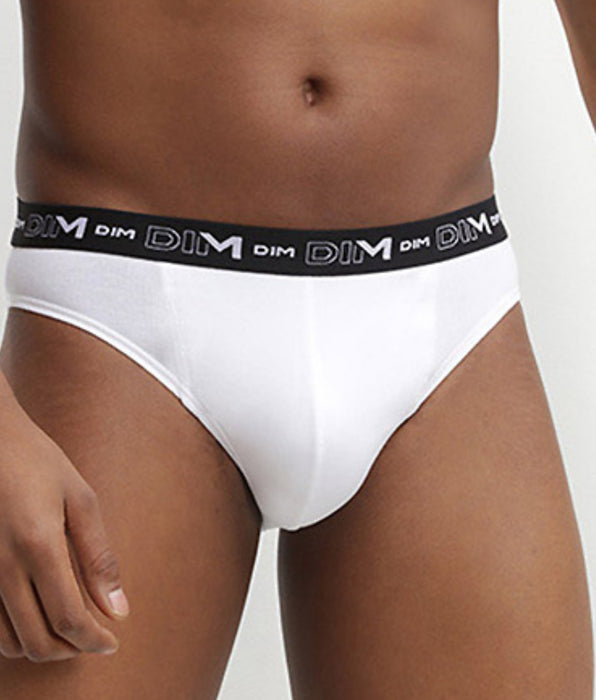 DIM Lot de 3 slips noir, gris et blanc Homme en coton stretch