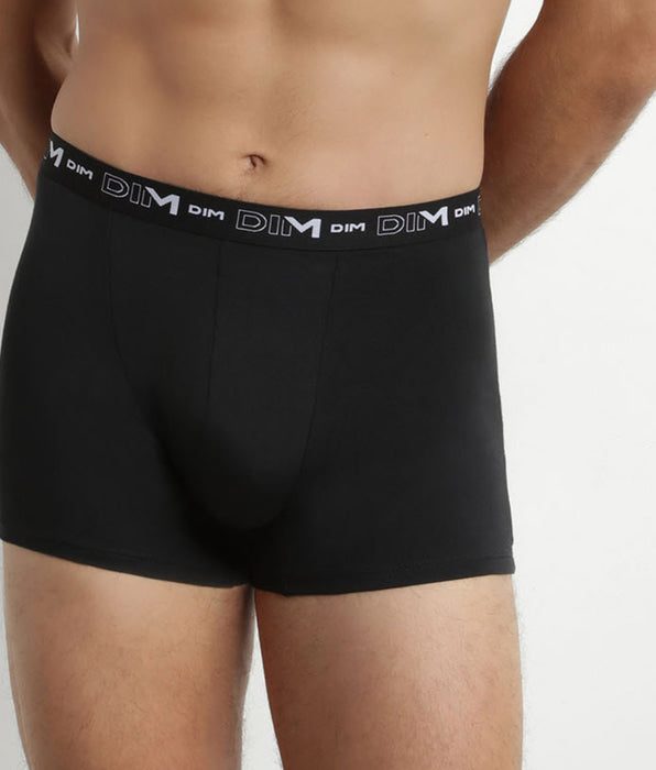 DIM Pack of 2 Men's Boxers Black White Contrast Waistband Dim Cotton Stretch