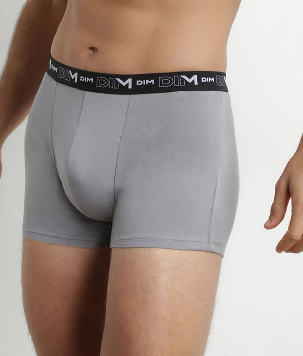 DIM Pack of 2 Men's Boxers White Grey Contrast Waistband Dim Cotton Stretch