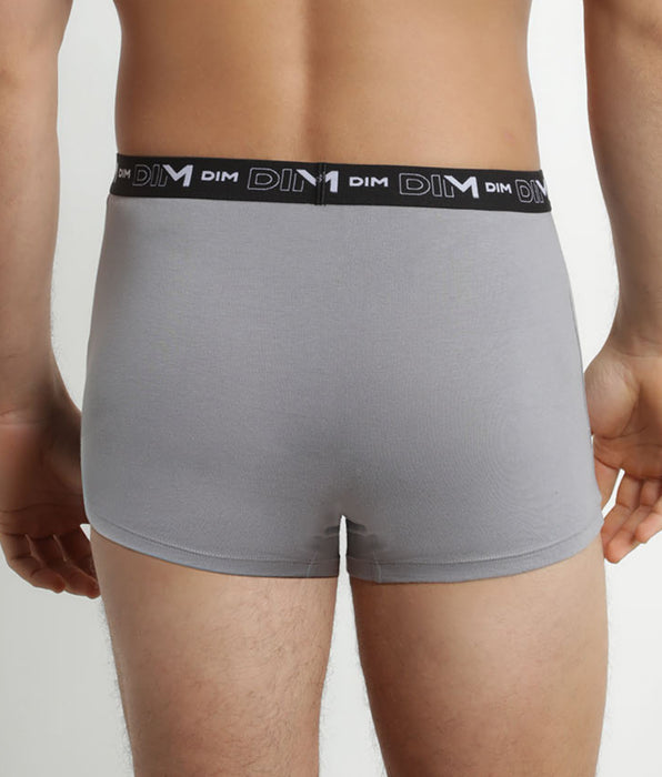DIM Pack of 2 Men's Boxers White Grey Contrast Waistband Dim Cotton Stretch