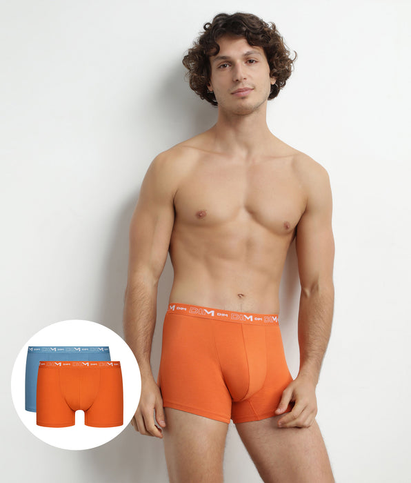 DIM 2er-Pack Herren-Boxershorts Blau/Orange mit Grafikgürtel aus Stretch-Baumwolle