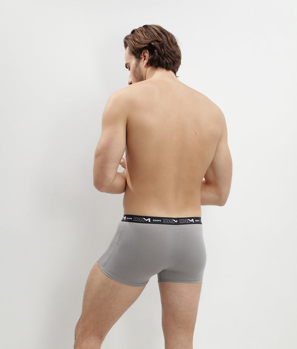 DIM Pack of 3 pairs of black, grey and white stretch cotton trunks for men