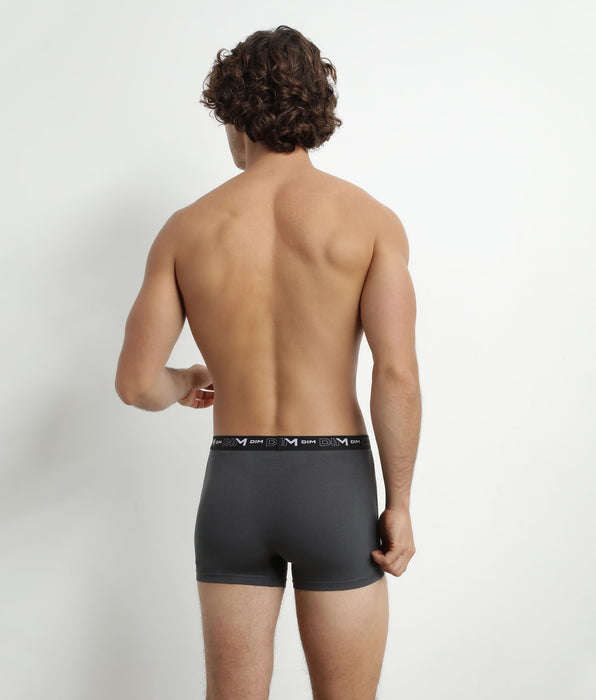 DIM 3er-Pack Herren-Boxershorts aus Stretch-Baumwolle Schwarz/Grau
