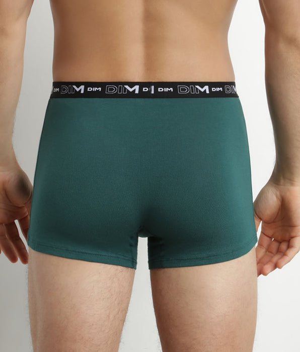 DIM Pack of 3 Men's Cotton Boxers Green Blue Dim Cotton Stretch