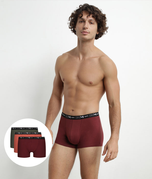Lot de boxers homme en coton Rouge Vert Dim Coton Stretch DIM