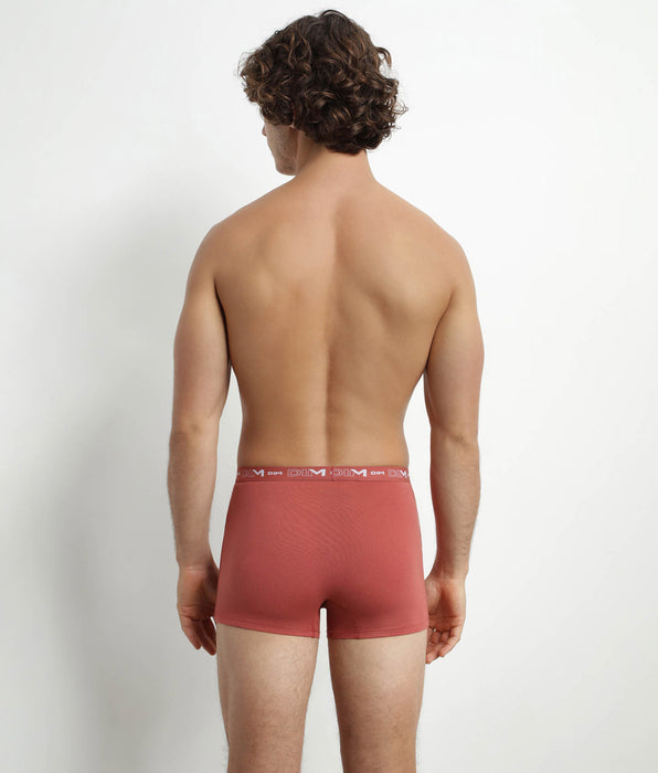 DIM Lot de 3 boxers homme Noir Marron Terracotta Chiné Dim Coton Stretch