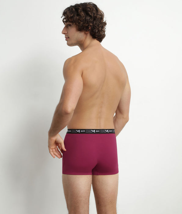 DIM Lot de 3 boxers homme Noir Kaki Rouge Dim Coton Stretch
