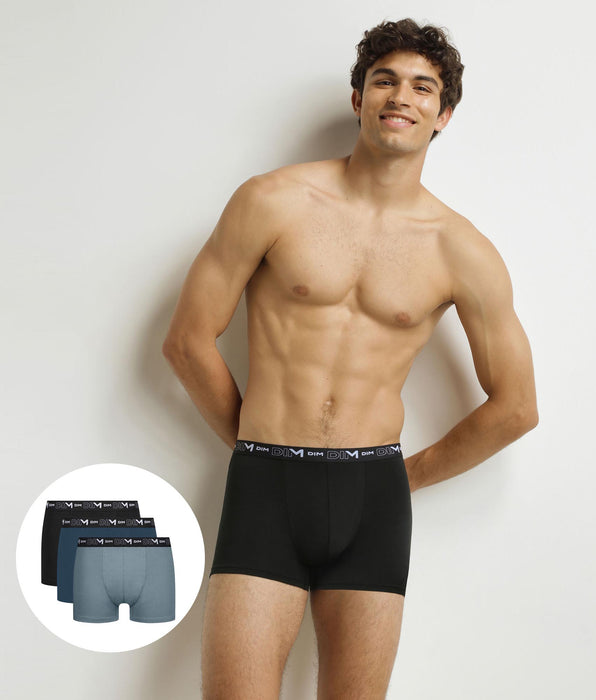DIM Set van 3 herenboxershorts zwart granietgroen stretch katoen