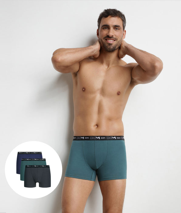 DIM Pack de 3 bóxers para hombre Vert Chic Dim Coton Stretch