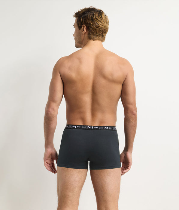 DIM Pack of 4 men’s stretch cotton boxers in grey, dark grey, blue and dark blue